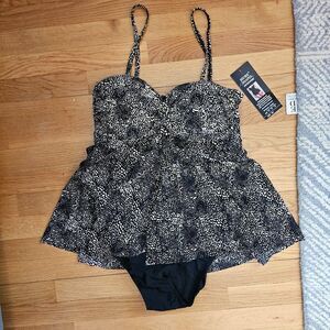 Shoreshapes Tummy Control women's Bandeau One-Piece Swim Dress swimsuit Size 14